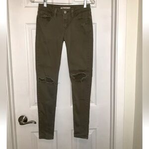 Levis Womens 535 Super Skinny Jeans Olive Distressed Stretch Low Rise Size 27
